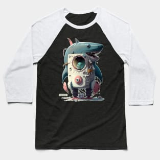 Fin Cycle Shark Cyborg Monster wash Baseball T-Shirt